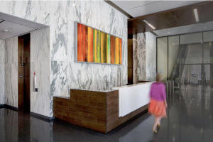 Rainbow Acrylic Strips on Canvas for Office Building Lobby